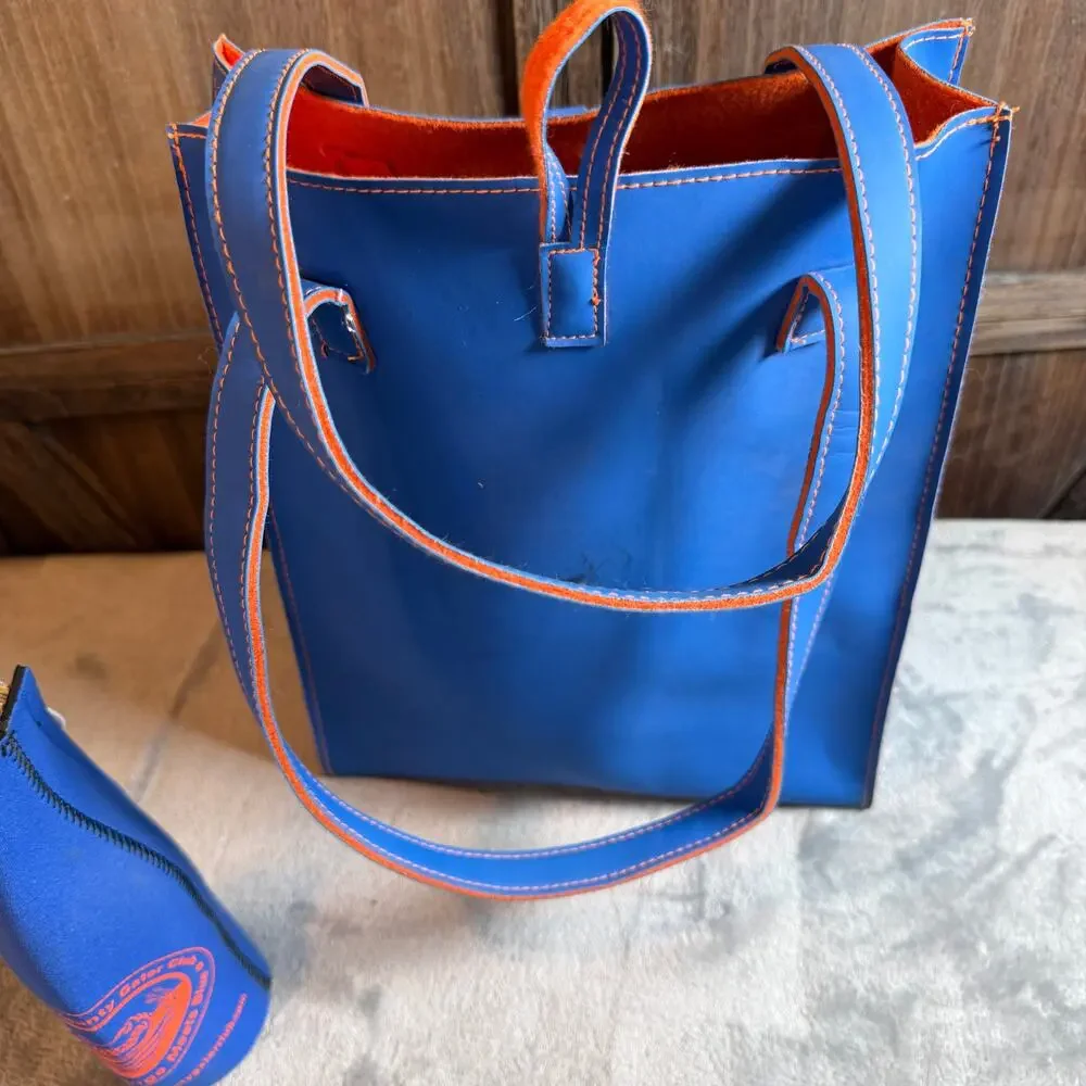Alan Stewart Florida Gators Blue Leather Tote Bag Orange Suede NCAA UF